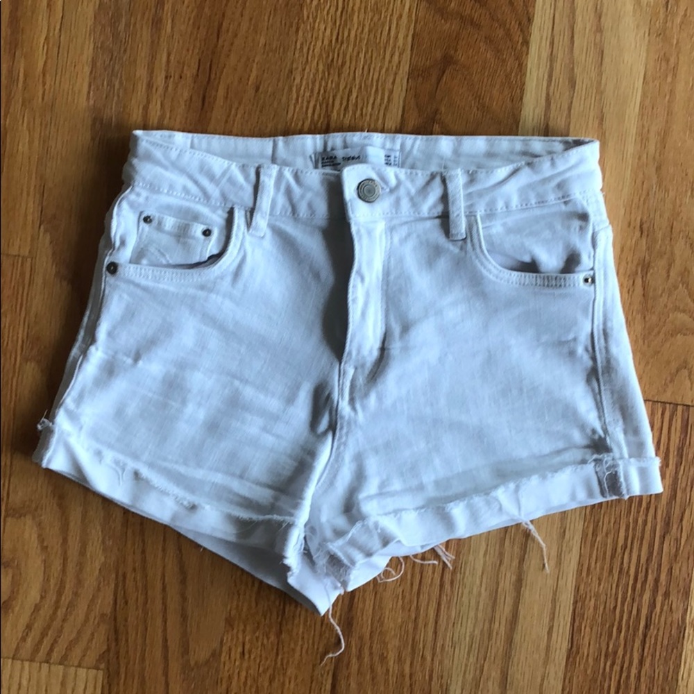Zara white denim shorts